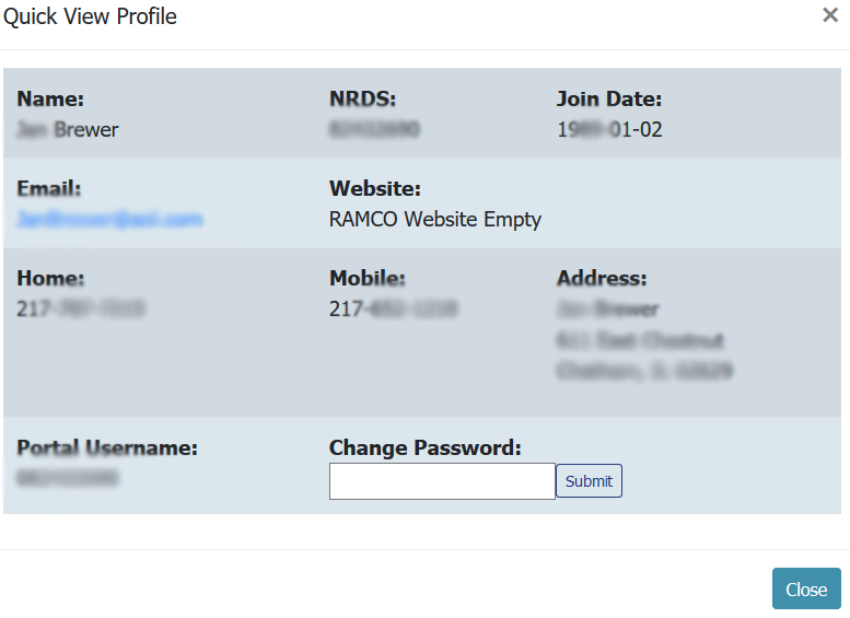 Screenshot: Quick Member View